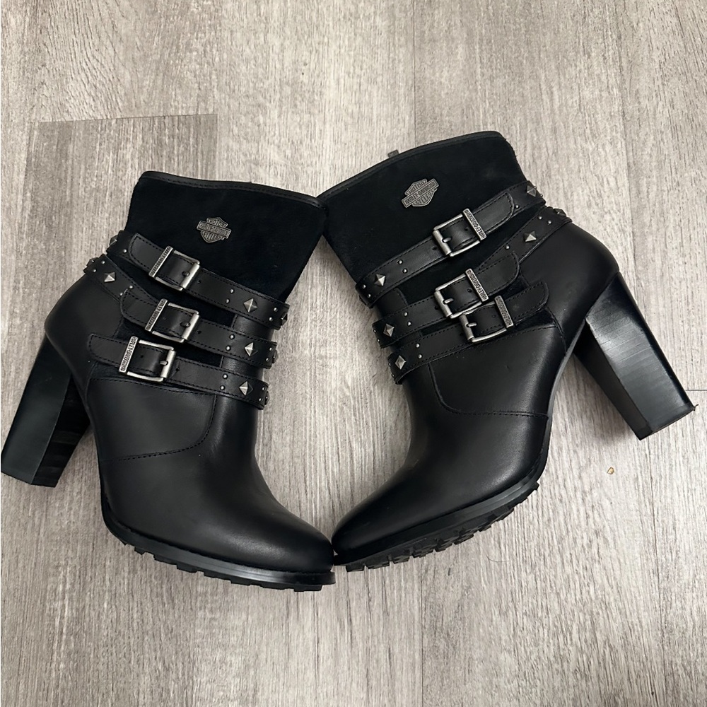 Harley Davidson Women’s Abby Fashion Motorcycle Boots Black Leather Size 9M